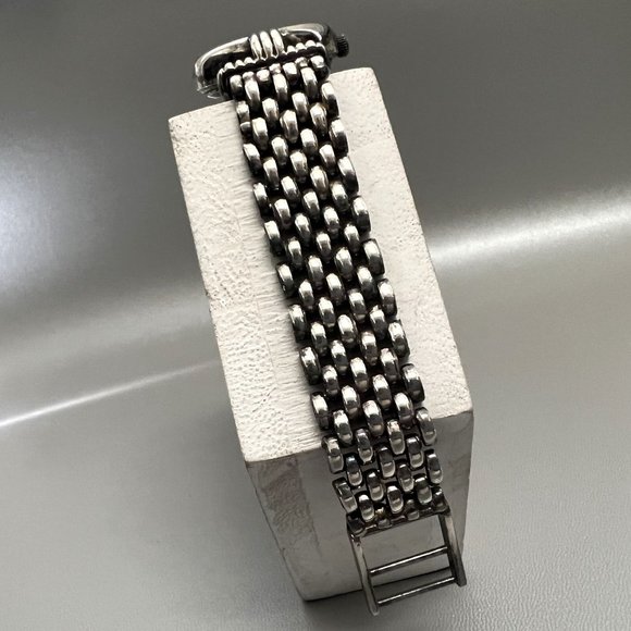 Sterling Silver 925 Italy Bracelet Link Watch Round Face Vintage Running GUC main image 5